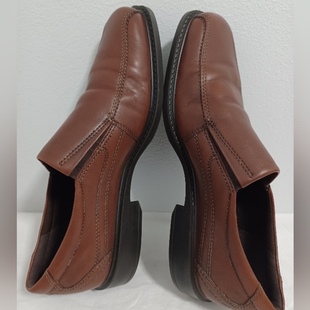 Ecco Men's loafers slip-on brown leather shoes size 10. (44) - Picture 8 of 11